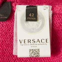 Pre Owned Versace Pink Mohair Blend Cardigan M