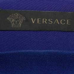  مملوكة مسبقًا Versace Blue Wool Blend Sheath Mini Dress S