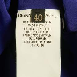 مملوكة مسبقًا Versace Blue Wool Blend Sheath Mini Dress S