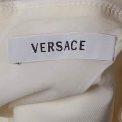 Pre Owned Versace Off-White Crepe Back Detail Mini Dress M