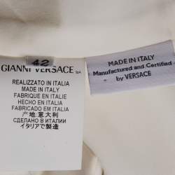 Pre Owned Versace Off-White Crepe Back Detail Mini Dress M