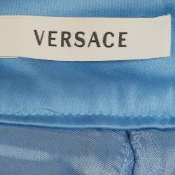 مملوكة مسبقًا Versace Blue Satin Pleated Mini Skirt M