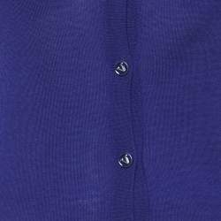 Pre Owned Versace Blue Cashmere Button Front Cardigan S