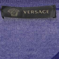 Pre Owned Versace Blue Cashmere Button Front Cardigan S