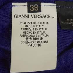 Pre Owned Versace Blue Cashmere Button Front Cardigan S
