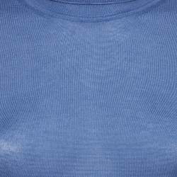 Pre Owned Versace Blue Cashmere Knit Turtle Neck Sweater S