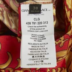 Pre Owned Versace Red Borocco Print Silk Set S