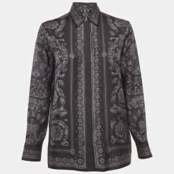 Pre Owned Versace Monochrome Barocco Print Silk Shirt S