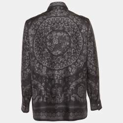 Pre Owned Versace Monochrome Barocco Print Silk Shirt S