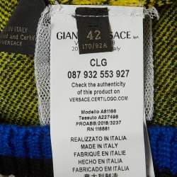 Pre Owned Versace Yellow/Black Plaid Knit Vest Sweater M