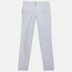 Pre Owned بنطلون فيرساتشي مقاس مستقيم مزيج قطني أوف وايت مقاس صغير (سمول)