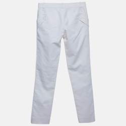 Pre Owned بنطلون فيرساتشي مقاس مستقيم مزيج قطني أوف وايت مقاس صغير (سمول)