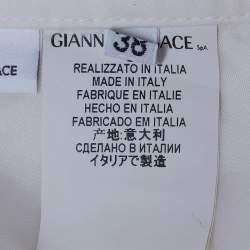 Pre Owned بنطلون فيرساتشي مقاس مستقيم مزيج قطني أوف وايت مقاس صغير (سمول)