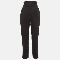 Pre Owned Versace Black Wool Straight Leg Trousers S