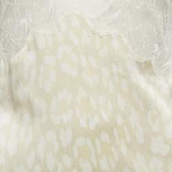 مملوكة مسبقًا Versace White /Gold Baroque Print Silk Lace Trim Camisole S