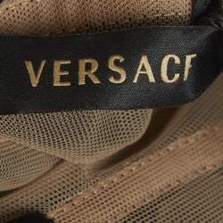 Pre Owned Versace Black Tulle Ruched Corset Top S