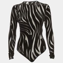 Pre Owned بودي سوت فيرساتشي شفاف ديفوري جيرسي أسود مقاس صغير (سمول)