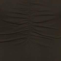 Pre Owned Versace Black Crepe Medusa Detail Ruche Midi Dress S