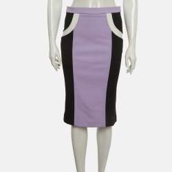 Pre Owned Versace Multicolour Jersey Pencil Skirt M