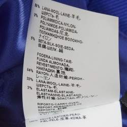 Pre Owned معطف فيرساتشي لباد وجلد أزرق مقاس متوسط (ميديم)