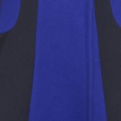 Pre Owned معطف فيرساتشي لباد وجلد أزرق مقاس متوسط (ميديم)