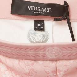 Pre Owned Versace Pink Logo Embroidered Jersey Knotted T-Shirt and Leggings Set S