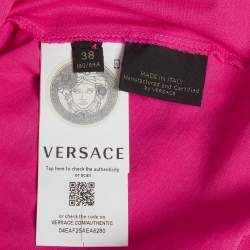 Pre Owned Versace Pink Logo Print Jersey Crewneck T-Shirt S