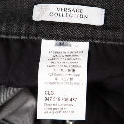 مملوكة مسبقًا Versace Collection Grey Faded Effect Denim Trend Fit Jeans L