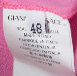 مملوكة مسبقًا Versace Collection Pink Sheer Silk Smocked Off Shoulder Long Sleeve Blouse L