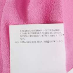 مملوكة مسبقًا Versace Collection Pink Sheer Silk Smocked Off Shoulder Long Sleeve Blouse L