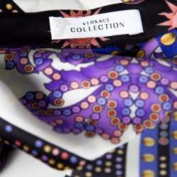 Versace Collection Multicolor Sun and Crystals Motif Printed Silk Blouse M