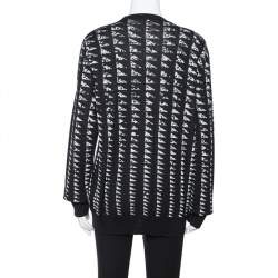 Versace Collection Monochrome Patterned Jacquard Shoulder Zip Detail Sweater L