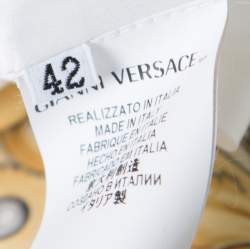 Pre Owned تنورة ميدي فيرساتشي كولكشن كريمي مطبوعة M