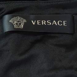 Pre Owned تنورة فيرساتشي تريكو سترترش أسود تيوليب ملتفة S