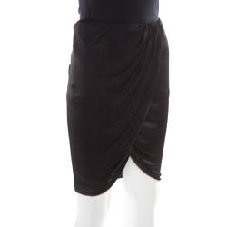 Pre Owned تنورة فيرساتشي تريكو سترترش أسود تيوليب ملتفة S