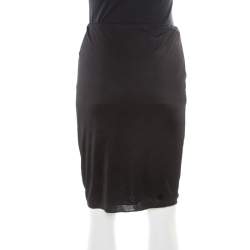 Pre Owned تنورة فيرساتشي تريكو سترترش أسود تيوليب ملتفة S