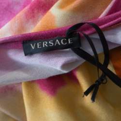 Versace Multicolor Baroque Printed Jersey Ruched Dress S