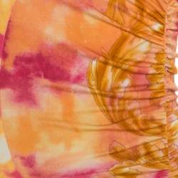 Versace Multicolor Baroque Printed Jersey Ruched Dress S