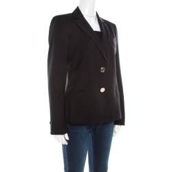 Pre Owned Versace Black Wool Tailored Blazer M
