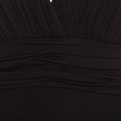 Pre Owned فستان كوكتيل فيرساتشي أسود جزء علوي مكشكش بأكمام طويلة مجسم S