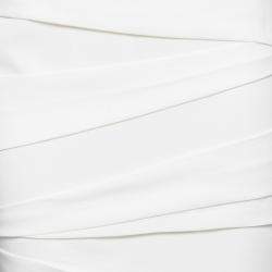 Pre Owned Versace Off White Crepe Stretch Asymmetric Panel Tiered Pencil Skirt M