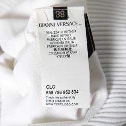 مملوكة مسبقًا Versace White Stretch Crepe Floral Printed Sheer Yoke Sleeveless Dress S