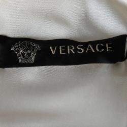 Pre Owned Versace Cream Knit Rose Gold Medusa Button Detail Sleeveless Fitted Dress M