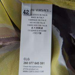 Pre Owned قميص فيرساتشي كولكشن حرير شفاف مخطط متعدد الألوان بأزرار لؤلؤ مزينة بلا أكمام M