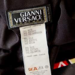 Pre Owned Versace Multicolor Floral Print Stretch Knit Off Shoulder Top M