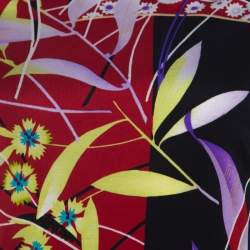 Pre Owned Versace Multicolor Floral Print Stretch Knit Off Shoulder Top M