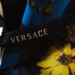 Versace Multicolor Palm Springs Print Sheer Silk Kaftan Top L