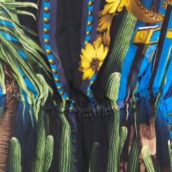 Versace Multicolor Palm Springs Print Sheer Silk Kaftan Top L