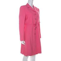 Pre Owned Gianni Versace Pink Silk Vintage Long Jacket & Skirt Suit M