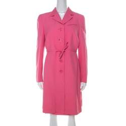 Pre Owned Gianni Versace Pink Silk Vintage Long Jacket & Skirt Suit M 